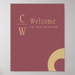 Póster Boda Bienvenida Rosa Oro Rosa Rótulo Monogramado