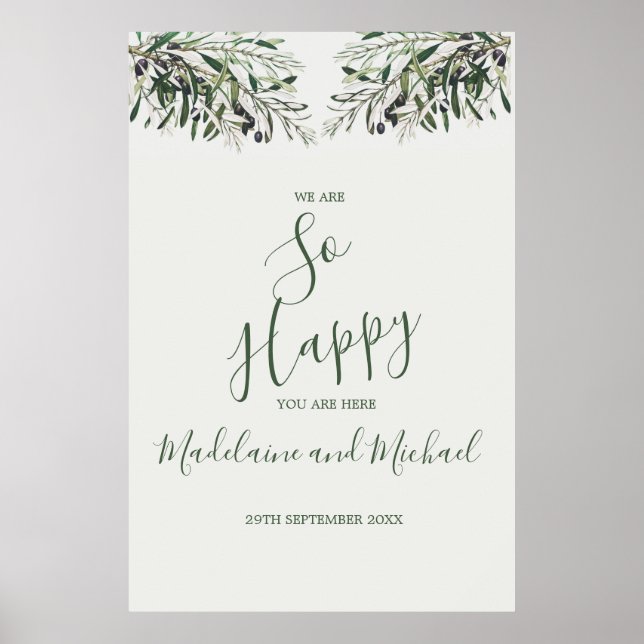 Póster Boda Bienvenida Sucursal Italiana De Olivo Tan Fel (Frente)
