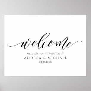 Póster Boda Bienvenidos a la caligrafía moderna Ducha nup