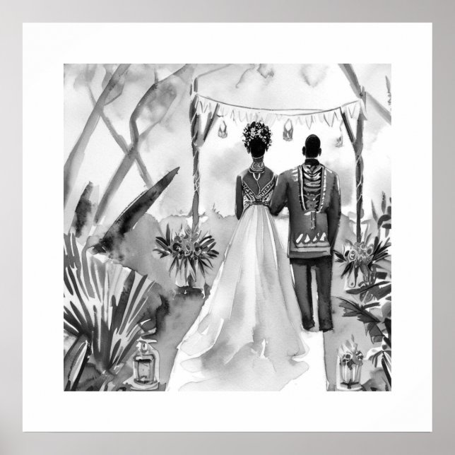 Póster Boda blanco y negro (Frente)