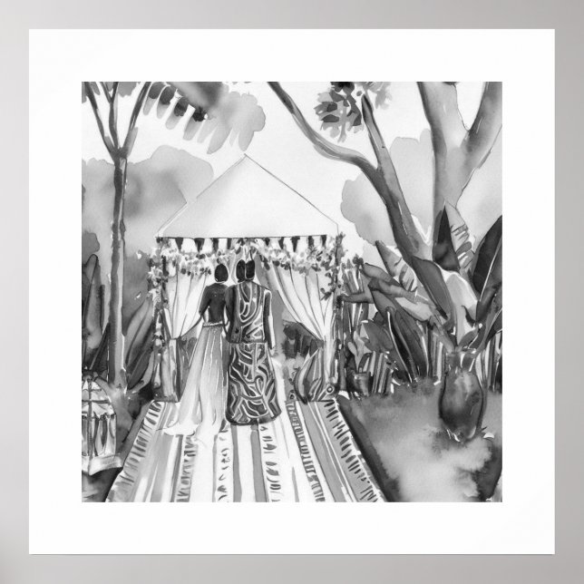 Póster Boda blanco y negro (Frente)