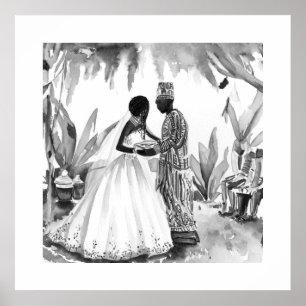 Póster Boda blanco y negro
