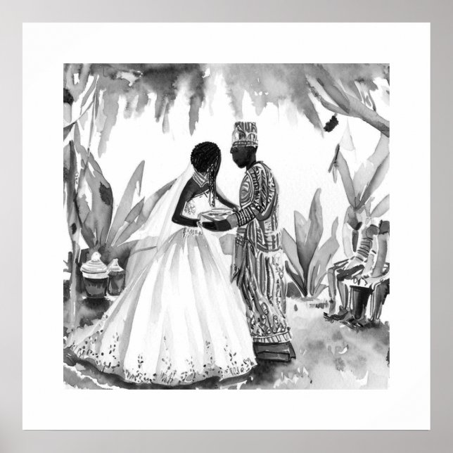 Póster Boda blanco y negro (Frente)