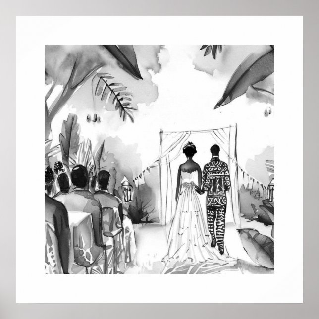 Póster Boda blanco y negro (Frente)