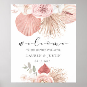 Póster boda bohemio tropical Poster de bienvenida