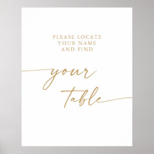 Póster Boda Boho Chic Dorado y Blanco Encuentra Tu Mesa