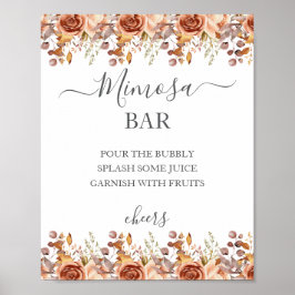 Póster Boda Boho Rústica de Otoño con Hojas de Otoño
