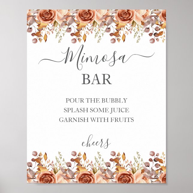 Póster Boda Boho Rústica de Otoño con Hojas de Otoño (Frente)