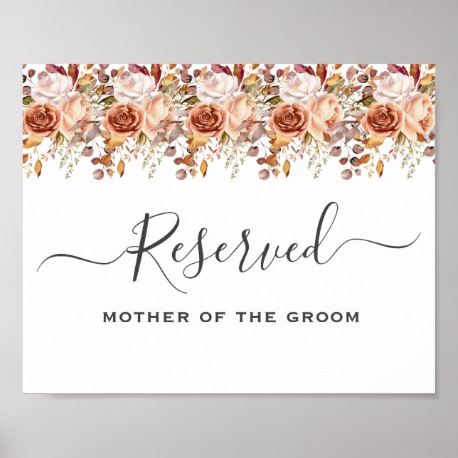 Póster Boda Boho Rústica de Otoño con Hojas de Otoño (Frente)
