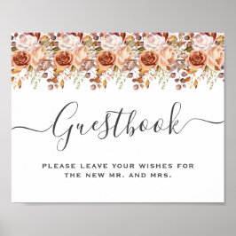 Póster Boda Boho Rústica de Otoño de Hojas de Otoño