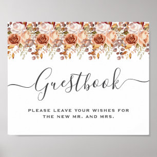 Póster Boda Boho Rústica de Otoño de Hojas de Otoño