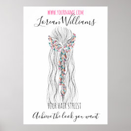 Póster Boda Boho simple Hair Estilista Flor romántica