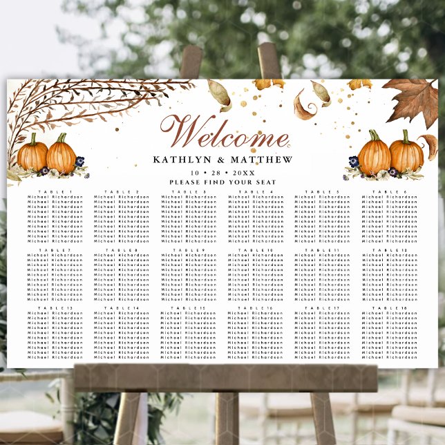 Póster Boda botánico de la calabaza de otoño 18 asientos  (Subido por el creador)