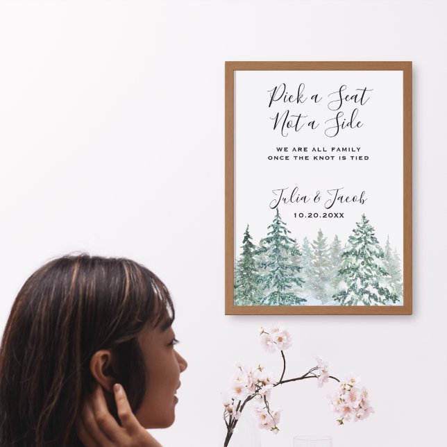 Póster Boda Botánico Lantern de Pine Trees Rústico Invier (Winter Rustic Pine Trees Lantern Botanical Wedding Party Supplies)