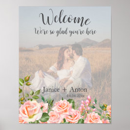 Póster Boda botánico rosa Rubor Foto de bienvenida
