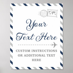 Póster Boda Bridal Shower de bebé de avión de la aerolíne