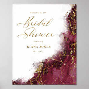 Póster Boda Brillante Bridal Shower Burgundy Oro ID644
