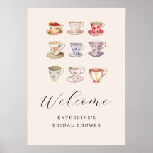 Boda Brunch Bridal Shower Tea Cups Chinoiserie