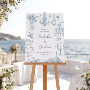 Póster Boda caprichosa de azul polvoriento