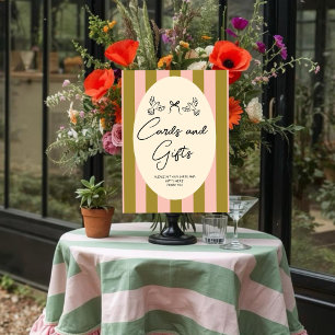 Póster Boda caprichosa de rojo y rosa “Tarjetas y regalos