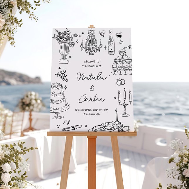 Póster Boda caprichoso de mano negra y blanca (Subido por el creador)