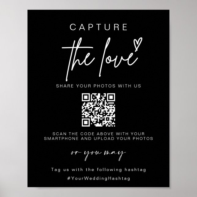 Póster Boda Captura El Amor | Foto compartida Código QR (Frente)