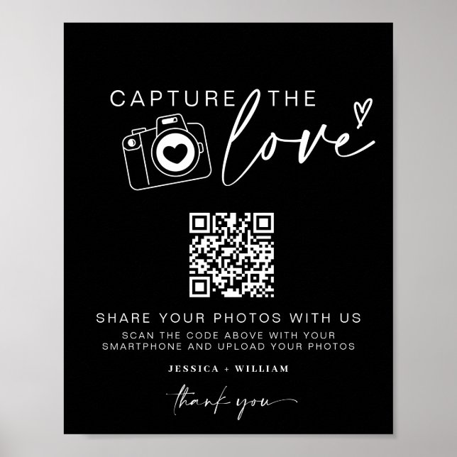 Póster Boda Captura El Amor | Foto compartida Código QR (Frente)