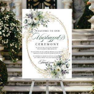 Póster Boda Ceremonia Desconectada Acuarela Botánica