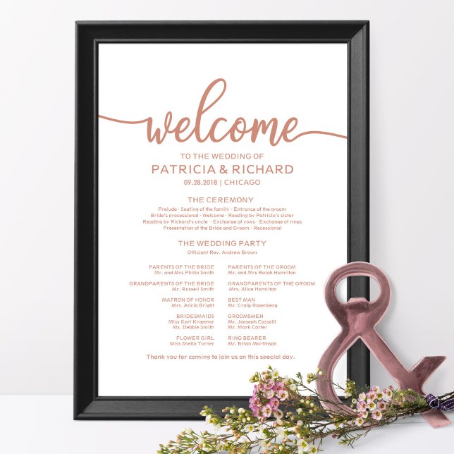 Póster Boda Ceremony Program Board Rosa Gold (Subido por el creador)
