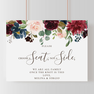 Póster Boda Clásica de Lujo Elige un Asiento No un Lado 