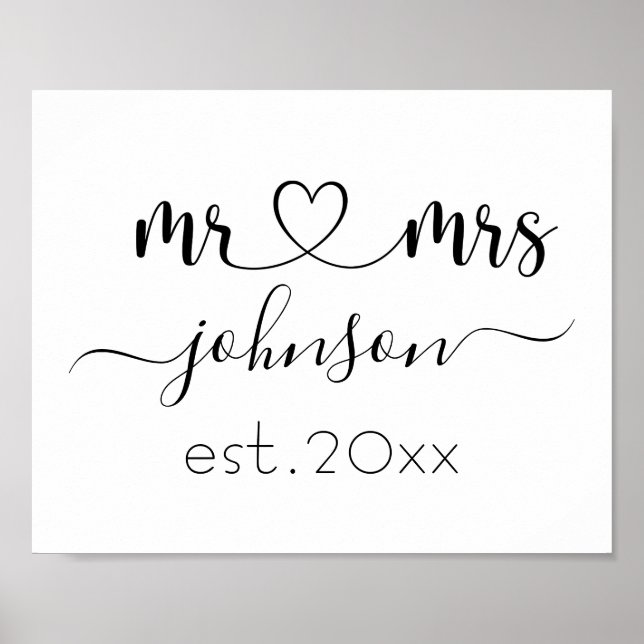 Póster Boda Compromiso Corazón Sr. Sra. Nombre Personaliz (Frente)