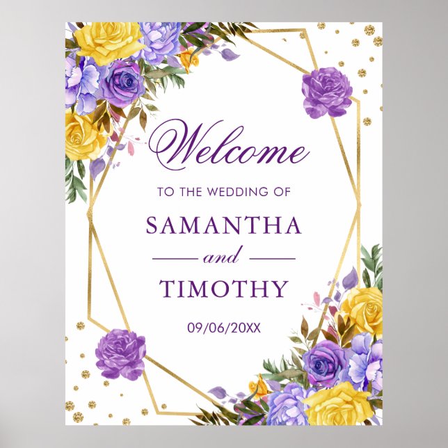 Póster Boda con flores de primavera en acuarela bohemio c (Frente)