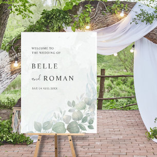 Póster Boda con Verde de Eucalipto en Acuarela