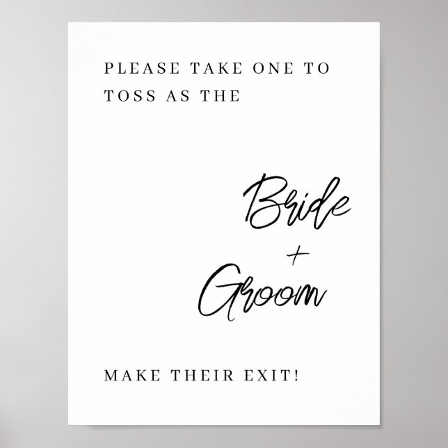 Póster Boda Confetti Toss Rótulo - Simplemente elegante (Frente)