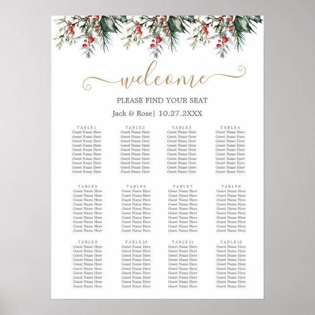 Póster Boda de acuarela de invierno (Frente)