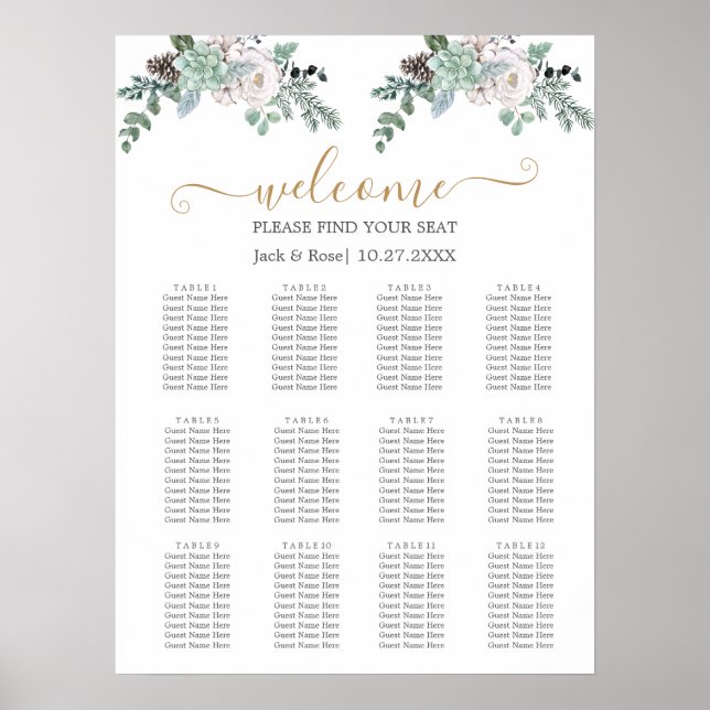 Póster Boda de acuarela de invierno (Frente)