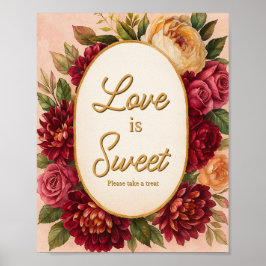 Póster Boda de acuarela floral de Rubor Burgundy