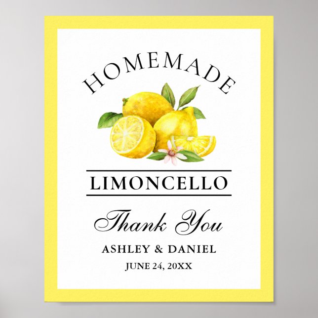 Póster Boda de acuarela Lemons Limoncello (Frente)