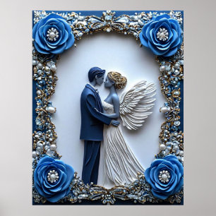Póster Boda de Ángel Romántico con Elegante Quilling de P