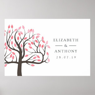 Póster Boda de árbol con acuarela