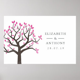 Póster Boda de árbol con acuarela