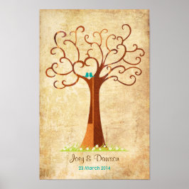 Póster Boda de árbol de huellas dactilares - Hearttic (co
