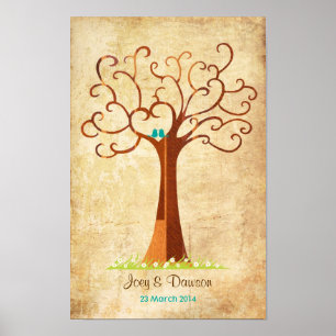 Póster Boda de árbol de huellas dactilares - Hearttic (co
