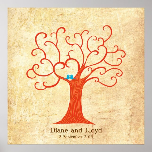 Póster Boda de árbol de huellas dactilares (Hearttic) Pla (Frente)