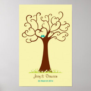 Póster Boda de árbol de huellas digitales - Hearttic (Cre