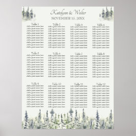 Póster Boda de Árboles Evergreen Trees de Madera Alta
