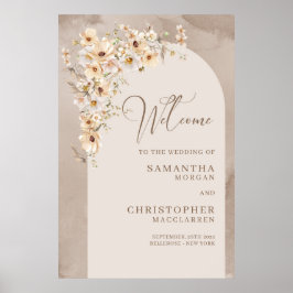 Póster Boda de arco acuarela de moda Bienvenida