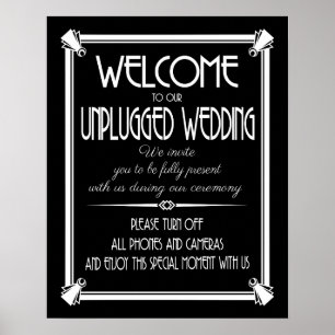 Póster Boda de Art Deco desenchufado huella GATSBY