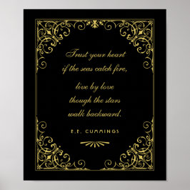 Póster Boda de Art Deco Vintage Black and Gold