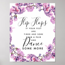 Póster boda de arveja morada flip flops boda signo